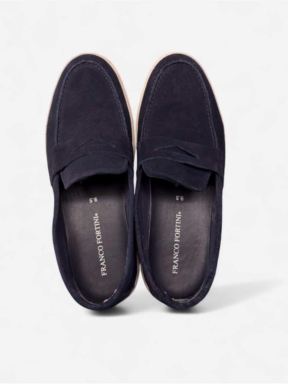 Franco Fortini Navy Suede Penny Loafers Men’s Size 9.5